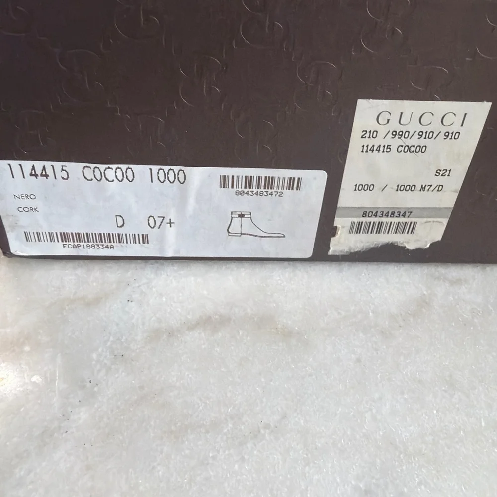 Gucci Men's Black Leather Ankle Boots, 7.5 or US 8 Men’s